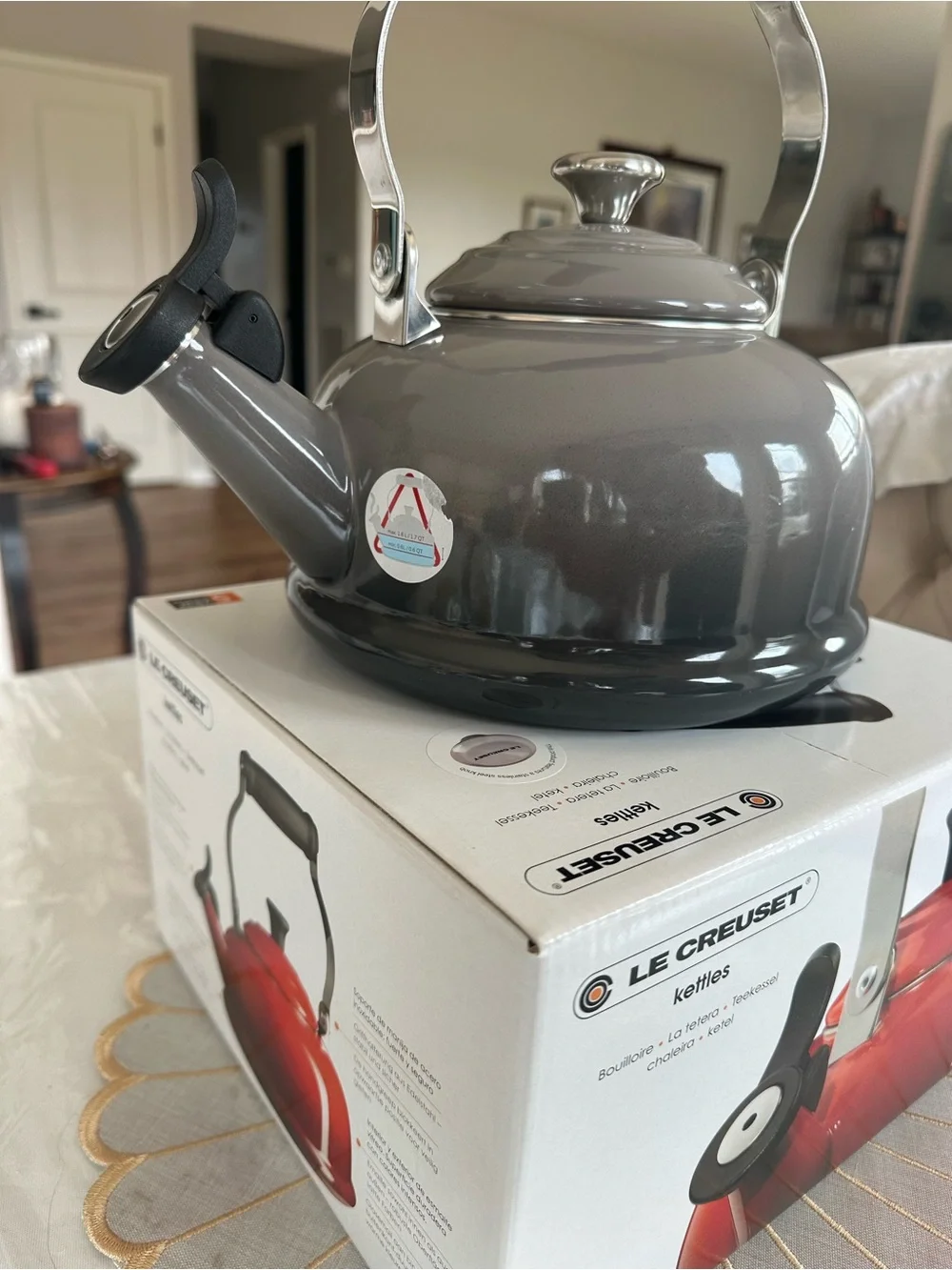 Le Creuset oyster Whistling Kettle with Stainless Handle
